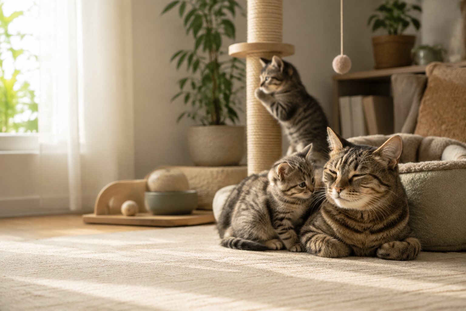 Cats sharing a calm home environment
